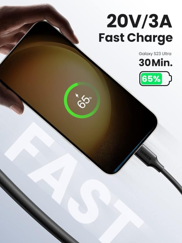 UGREEN 10306 USB-C to USB-C Cable 60W (2 Meter) PD 3.0 Fast Charging Cable for iPhone 16/15 Series - Image 3