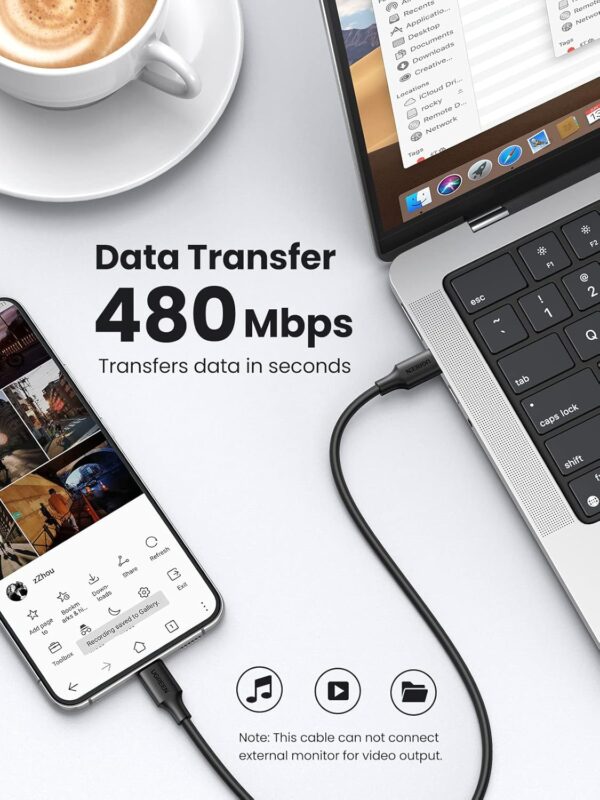 UGREEN 10306 USB-C to USB-C Cable 60W (2 Meter) PD 3.0 Fast Charging Cable for iPhone 16/15 Series - Image 4