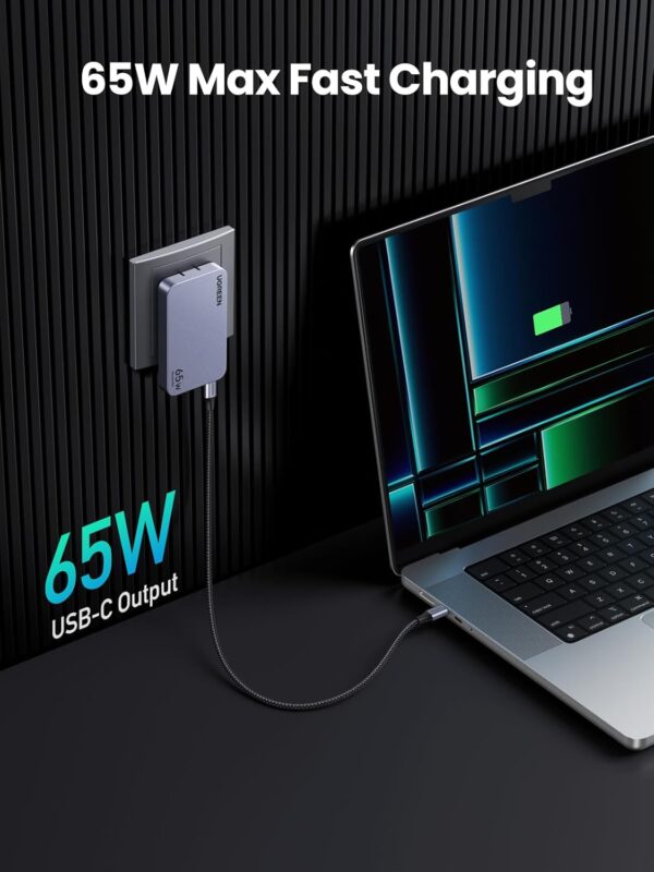 UGREEN 15816 Nexode Pro 65W GaN Charger 3-Port Flat Fast Wall Charger for MacBook Air, iPhone 16/15, Galaxy S24/S23 - Image 2