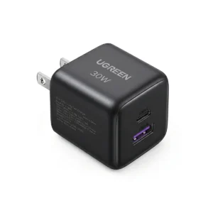 UGREEN 65025 30W 2-Port GaN Fast Charger (US Plug) Supports PD3.0 QC4.0 FCP AFC, Compact Travel Adapter for iPhone 17/16/15/14