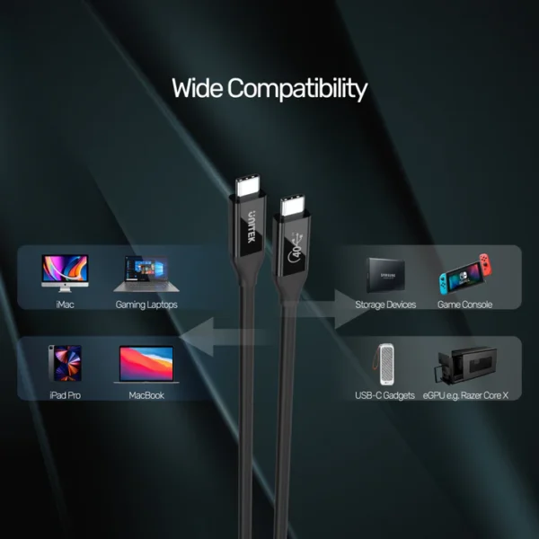 UNITEK USB 4 (USB-IF Certified) 100W PD Fast Charging Cable with 8K@60Hz and 40Gbps - Image 10