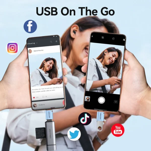 VENTION CUBH0 USB C 3.1 Male to USB 3.0 Female OTG Adapter (10Gbps, Aluminum Alloy with Lanyard) - Image 4