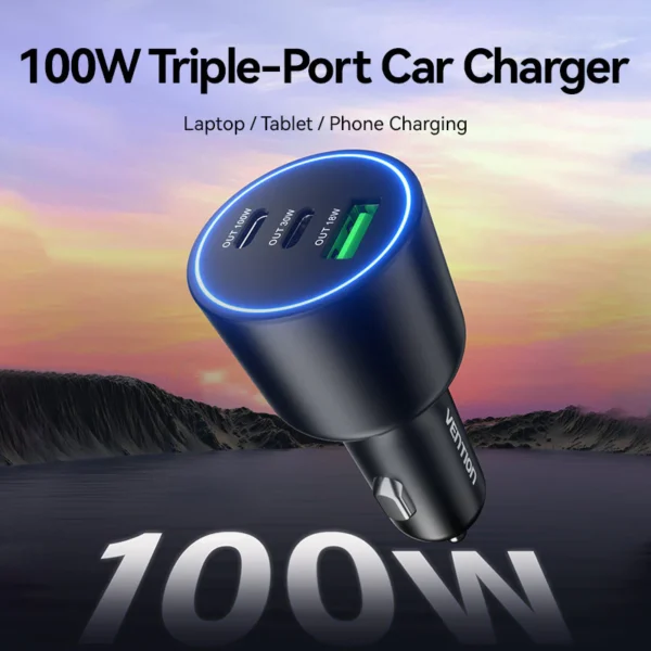 VENTION FFQB0 100W USB C Car Charger Smart Trickle Charging - Image 2