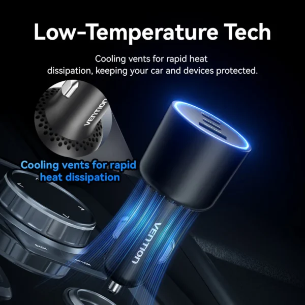 VENTION FFQB0 100W USB C Car Charger Smart Trickle Charging - Image 8
