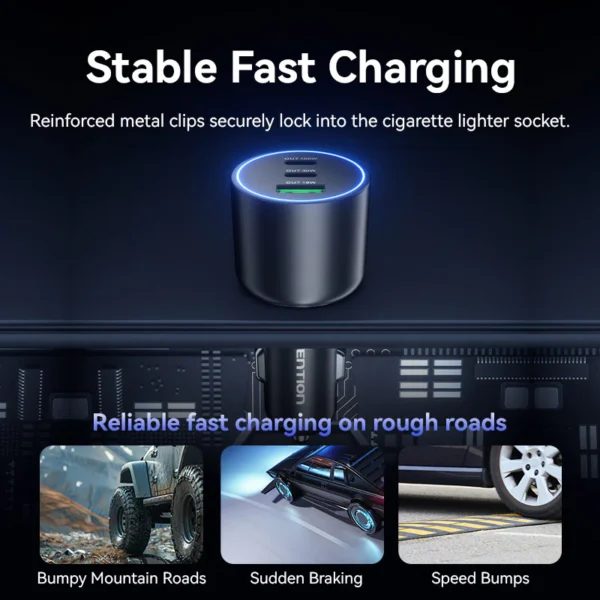 VENTION FFQB0 100W USB C Car Charger Smart Trickle Charging - Image 11