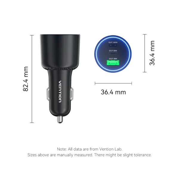 VENTION FFQB0 100W USB C Car Charger Smart Trickle Charging - Image 16