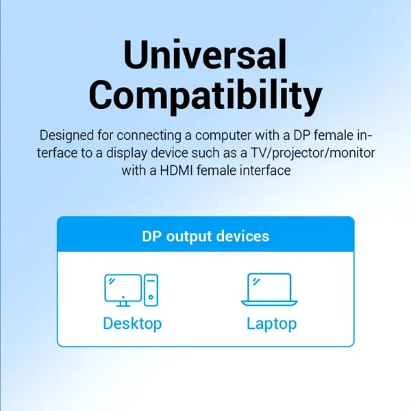VENTION HAG DisplayPort to HDMI Cable (4K@30Hz) Gold-Plated Connectors - Image 8