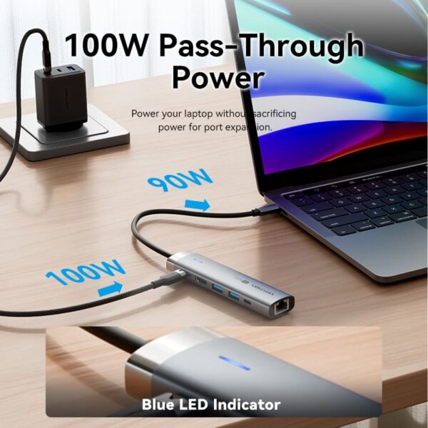 VENTION TGNHB 6-in-1 USB-C 3.2 Gen1 Docking Station (4K@60Hz, 100W PD, Gigabit Ethernet) - Image 7