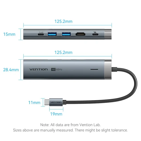 VENTION TGNHB 6-in-1 USB-C 3.2 Gen1 Docking Station (4K@60Hz, 100W PD, Gigabit Ethernet) - Image 14