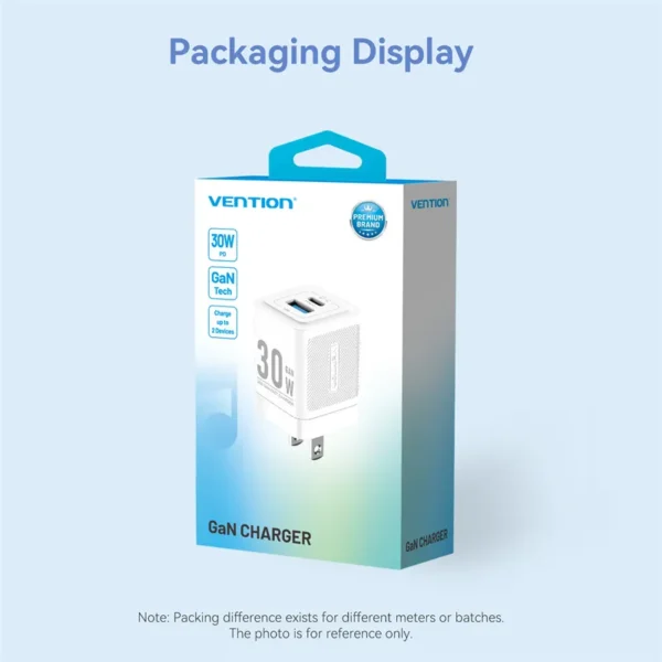 Vention FEQB0-US 30W GaN Dual Port Charger (Black) PD3.0/PPS, Foldable Plug for iPhone 16/15, Galaxy S24/S23 - Image 7