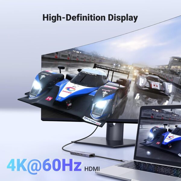 UGREEN 15597 5-in-1 USB C Hub with 4K@60Hz HDMI 100W PD Charging 3x USB 3.0 Ports - Image 2
