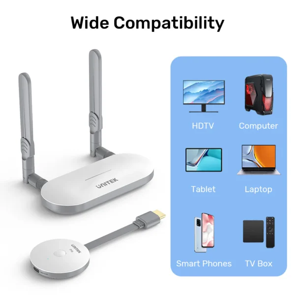 UNITEK Wireless HDMI Transmitter and Receiver Kit 1080P@60Hz Full HD 50M Range - Image 6