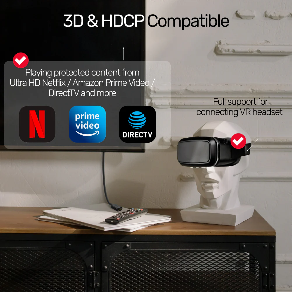 UNITEK 4K HDMI Extension Cable (3 Meter) Ultra HD 4K@60Hz Gold-Plated Connector - Image 6