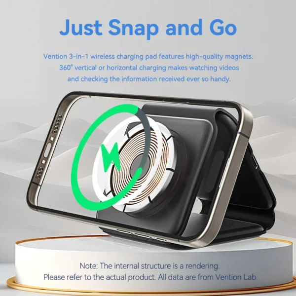 VENTION 3-in-1 15W Wireless Charging Pad with MagSafe and LED Night Light - Image 8