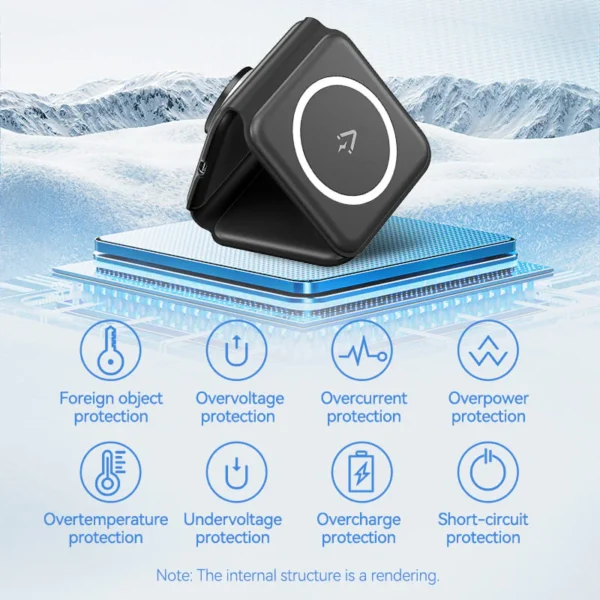 VENTION 3-in-1 15W Wireless Charging Pad with MagSafe and LED Night Light - Image 9