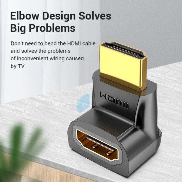 VENTION 4K@60Hz HDMI 270 Degree Male to Female Adapter Black – Gold-Plated Connector - Image 3