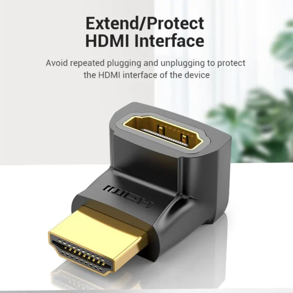 VENTION 4K@60Hz HDMI 270 Degree Male to Female Adapter Black – Gold-Plated Connector - Image 4