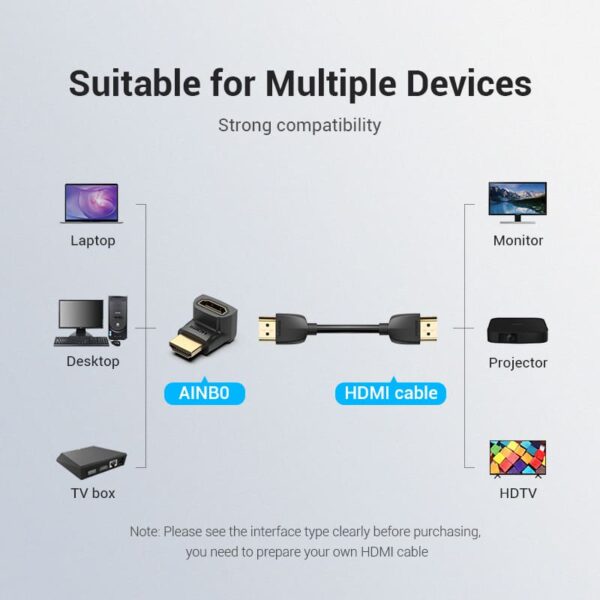 VENTION 4K@60Hz HDMI 270 Degree Male to Female Adapter Black – Gold-Plated Connector - Image 8