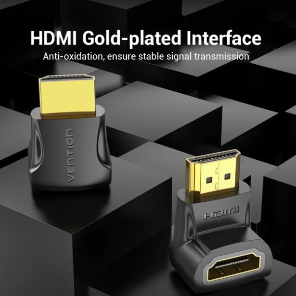 VENTION 4K@60Hz HDMI 90 Degree Male to Female Adapter Black – Gold-Plated Connector - Image 8