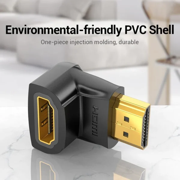 VENTION 4K@60Hz HDMI 90 Degree Male to Female Adapter Black – Gold-Plated Connector - Image 9