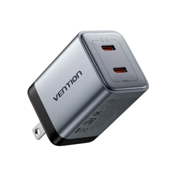 VENTION 45W Dual USB-C GaN V Fast Charger (US Plug) Overheat Protection for iPhone 15/16 - Image 2