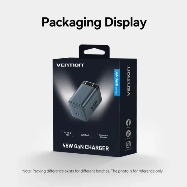 VENTION 45W Dual USB-C GaN V Fast Charger (US Plug) Overheat Protection for iPhone 15/16 - Image 15