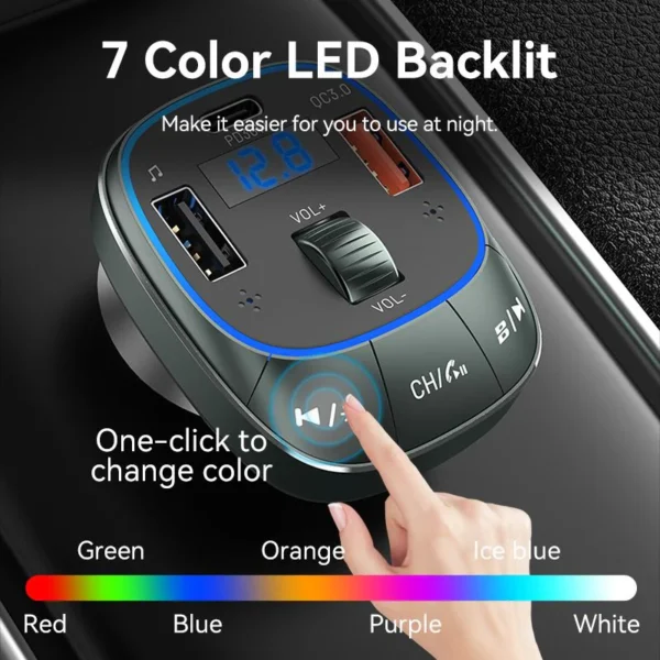 VENTION FFLB0 Bluetooth FM Transmitter 30W PD Fast Charging for Car - Image 8