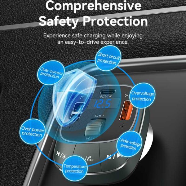 VENTION FFLB0 Bluetooth FM Transmitter 30W PD Fast Charging for Car - Image 10