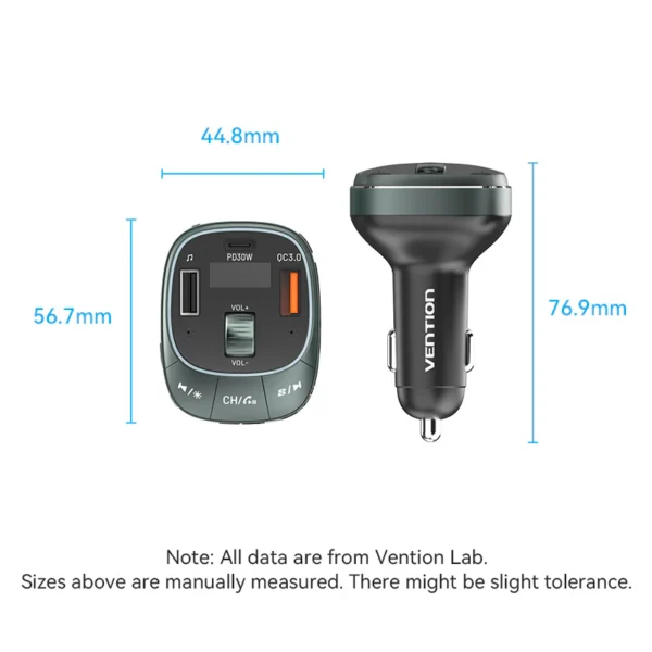 VENTION FFLB0 Bluetooth FM Transmitter 30W PD Fast Charging for Car - Image 13
