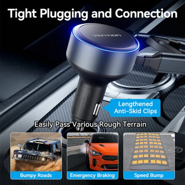 VENTION 30W PD Fast Car Charger with Built-In USB-C + Lightning Cables for iPhone 16/15/14 - Image 11