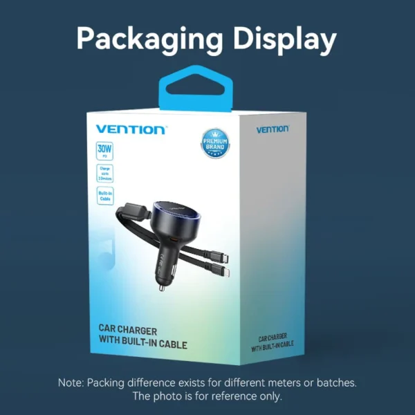 VENTION 30W PD Fast Car Charger with Built-In USB-C + Lightning Cables for iPhone 16/15/14 - Image 17