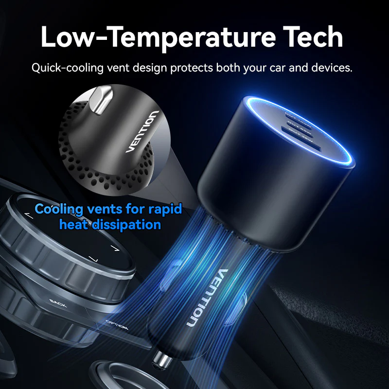 VENTION 165W Max 3-Port Car Charger (100W +65W +30W) PD 3.0 Fast Charging for MacBook Pro/iPad/iPhone 16/15 - Image 7