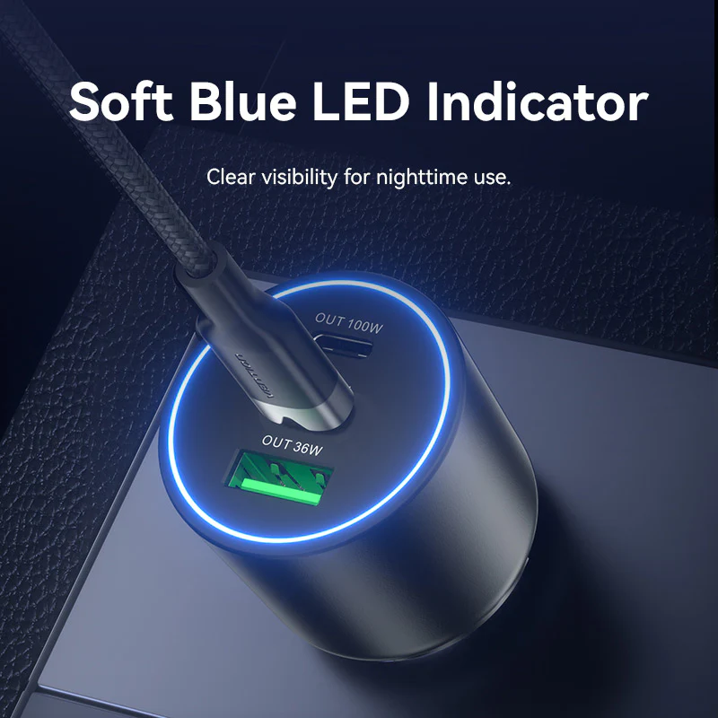 VENTION 165W Max 3-Port Car Charger (100W +65W +30W) PD 3.0 Fast Charging for MacBook Pro/iPad/iPhone 16/15 - Image 12