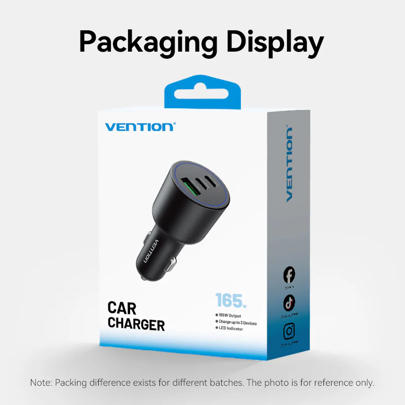 VENTION 165W Max 3-Port Car Charger (100W +65W +30W) PD 3.0 Fast Charging for MacBook Pro/iPad/iPhone 16/15 - Image 17
