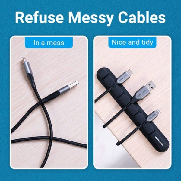 VENTION Silicone Cable Organizer (7-Slot) Multi-Function Cord Winder - Image 3
