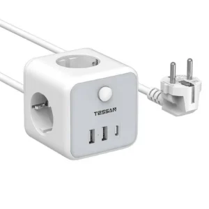 TESSAN TS-301-C 6-in-1 Power Strip with 3 AC Outlets