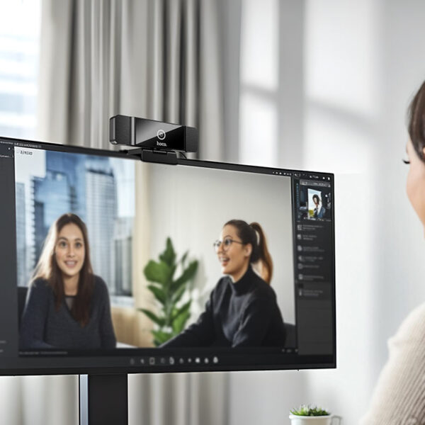 HOCO D100 Full HD 1080p Webcam Built-in Noise Cancellation Dual Mic - Image 6