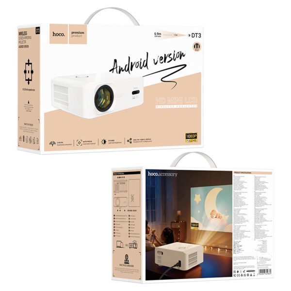 HOCO DT3 Smart Android 1080P Full HD Projector WiFi 2.4G/5G Dual-Band, Bluetooth 5.0 - Image 9