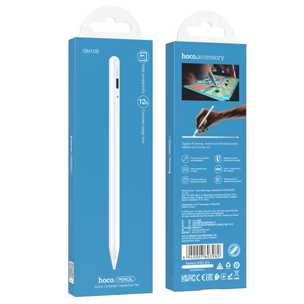 HOCO GM109 Active Universal Stylus Pen 12-Hour Battery Life Precision Capacitive Pen for iPad, iPhone, Samsung Tablets - Image 7