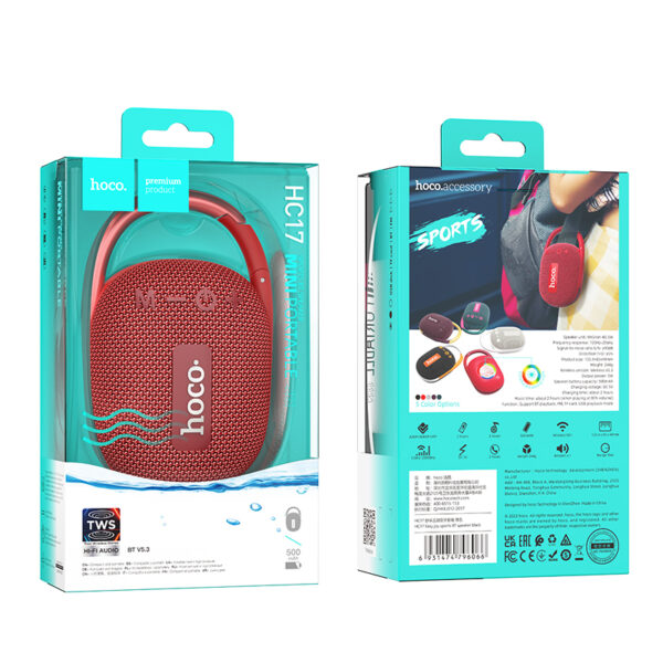 HOCO HC17 Wireless Bluetooth 5.3 Portable Mini Sports Speaker with Bluetooth, TF Card, USB Drive, AUX, FM Radio - Image 5