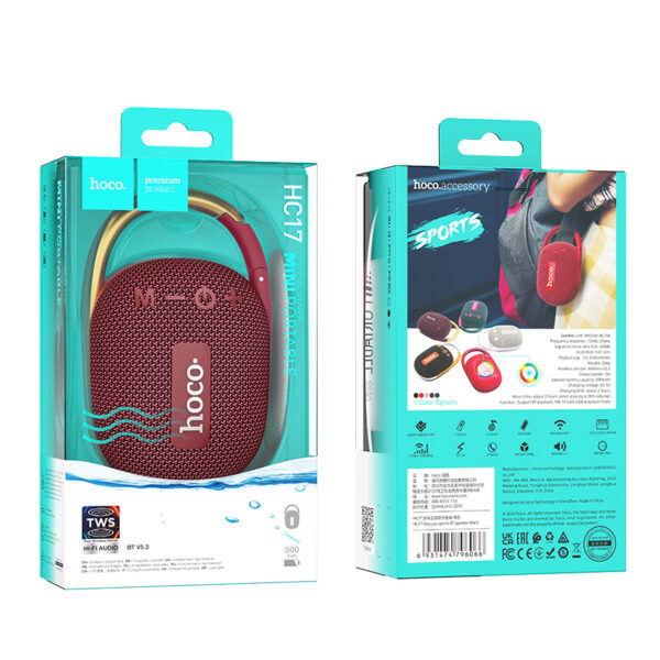 HOCO HC17 Wireless Bluetooth 5.3 Portable Mini Sports Speaker with Bluetooth, TF Card, USB Drive, AUX, FM Radio - Image 6