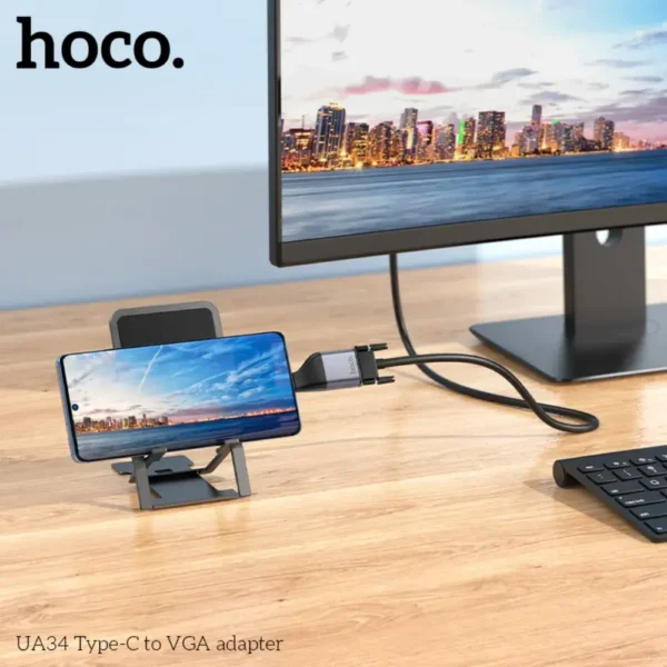 HOCO UA34 USB-C to VGA Adapter 2K Display Converter for Laptops, Tablets & Phones - Image 2