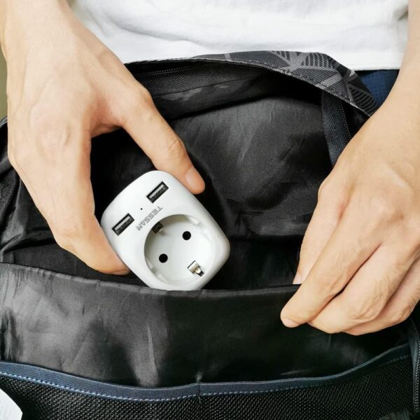 TESSAN TS-611-DE Europe to US Plug Adapter with 2 USB Ports & 1 AC Outlet - Image 6