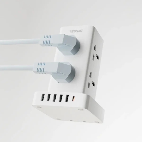 TESSAN 14-in-1 Universal Power Strip Tower with 8 AC Outlets, 5 USB-A, 1 USB-C, 5M Cable - Image 3