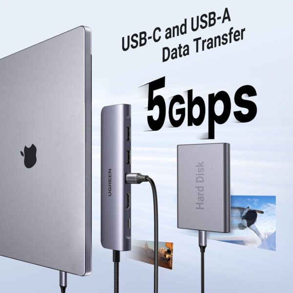 UGREEN 15214 Revodok 1071 USB-C Hub 7-in-1 Dock with 4K HDMI, 100W PD - Image 5