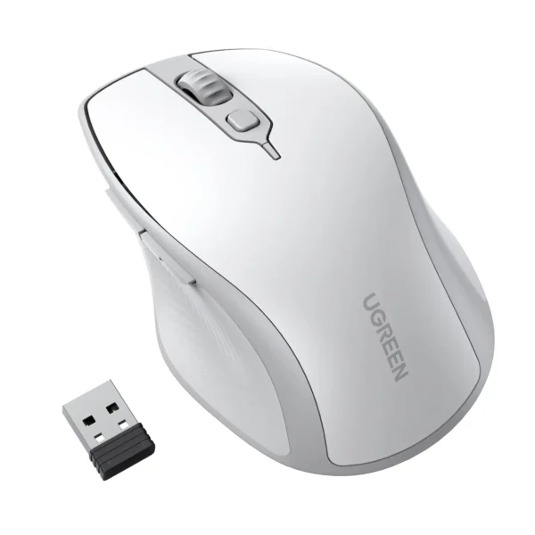 UGREEN 15805 Wireless Bluetooth 5.0 Mouse (White) Ergonomic 2.4G Cordless With USB Receiver - Image 9