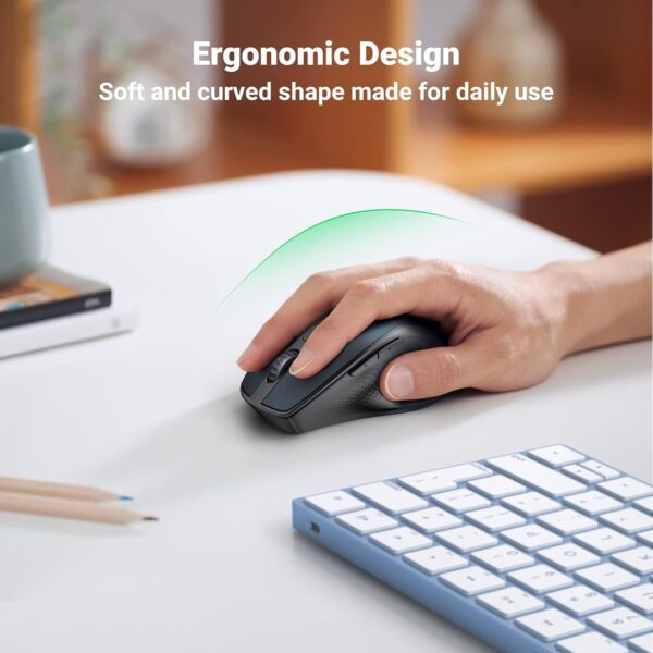 UGREEN 15807 Wireless Bluetooth 5.0 Mouse (Blue) Ergonomic 2.4G Cordless With USB Receiver - Image 3