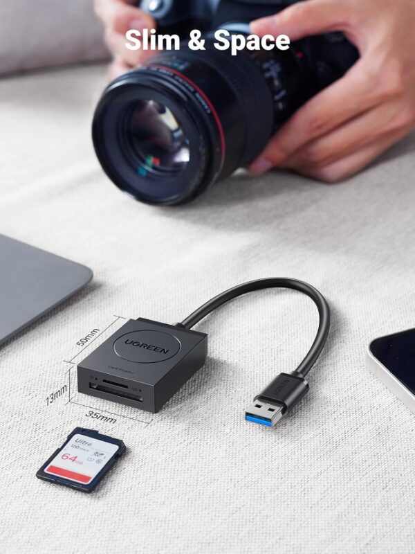 UGREEN 20250 SD Card Reader USB 3.0 Dual Slot Flash Memory Card Reader - Image 6