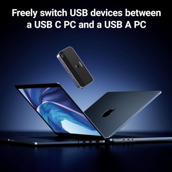UGREEN 25098 USB-C Switch Selector 2-in-4-Out USB 3.0 Hub for Keyboard, Mouse, Webcam Sharing Between 2 PCs - Image 3