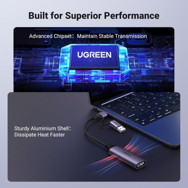 UGREEN 25854 HDMI Capture Card 1080P 60FPS USB 3.0 Video Recorder for Streaming & Gaming (4K@30Hz Input) - Image 8